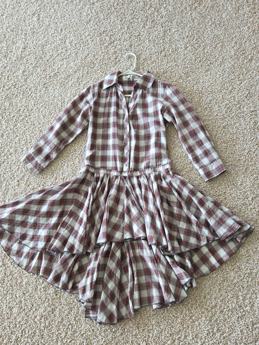 S. Line Plaid Button-Front Dress